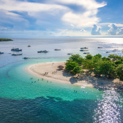Aerial view of Tulang Diot Island, Cebu City; Drone shot