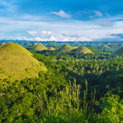 Chocolate Hills at sunset, Bohol, Philippines. 