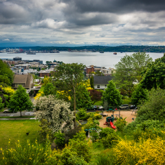 View of Elliott Bay, from Kerry Park, in Seattle, Washington.