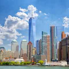 Lower Manhattan urban skyscrapers in New York City