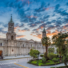 Morning sunrising at  Plaza De Armas and Cathedral Ã¢?? Arequipa,