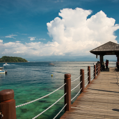 Pier on Manukan island near Borneo. Sabah. Malaysia.