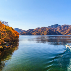 View around Chuzenji lake in autumn season, Nikko, Japan