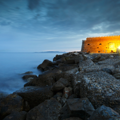 Heraklion, Greece - October 22, 2015: Venetian fortress in the old harbour of Heraklion in Crete, Greece