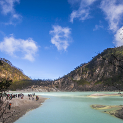 View of Kawah Putih Crater in Bandung West Java, Indonesia