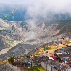 Kawah Ratu, a volcanic crater on Mount Tangkuban Perahu, Bandung, Indonesia.  
