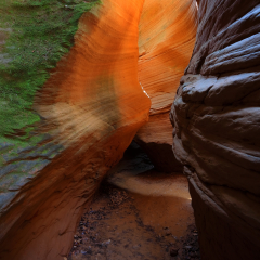 The magical colours and textures inside red rocks of Slot red Canyon Danxia landform