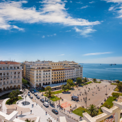 View of Aristotelous square, the heart of Thessaloniki city, Greece