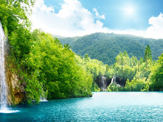 夏威夷大岛热带雨林瀑布