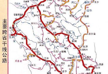 四川省主要跨省干线公路路线图