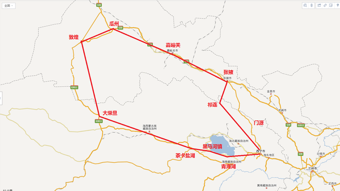 大環線地圖圖片 我和老公計劃再拼兩個人一起包車,在豆瓣一個名叫青海