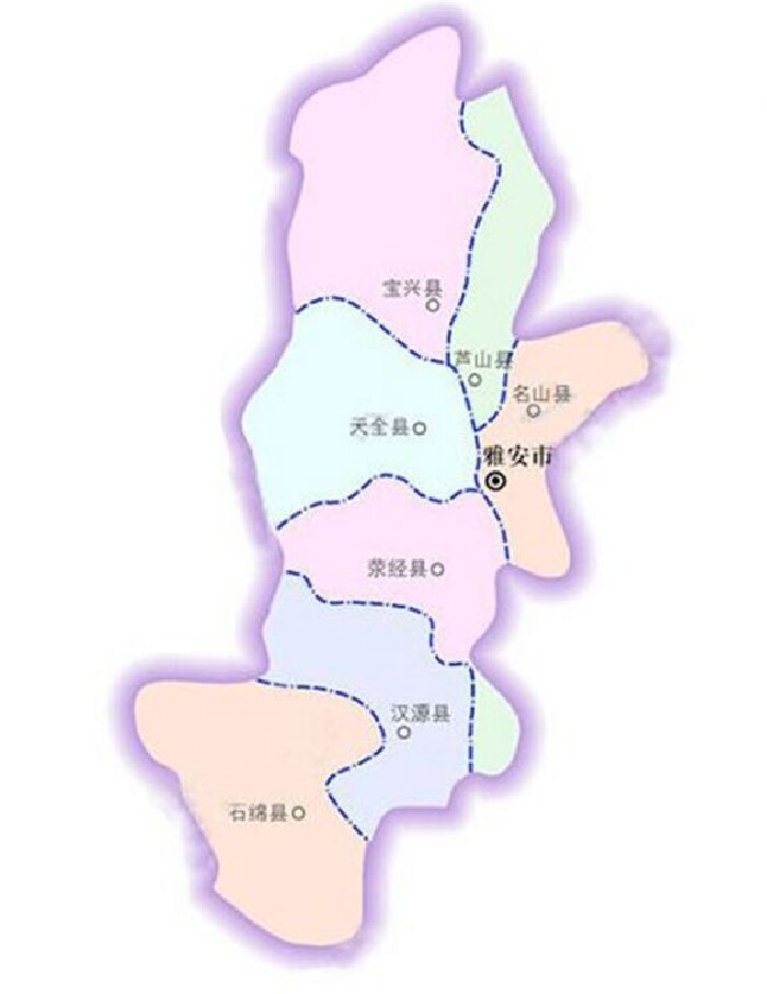 四川政区图(来自百度)雅安位于四川盆地西缘,邛崃山东麓,东靠成都,西
