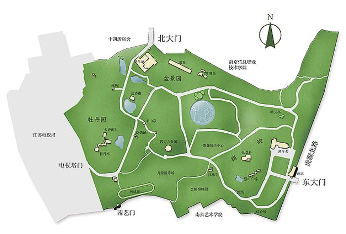 南京古林公园平面图图片