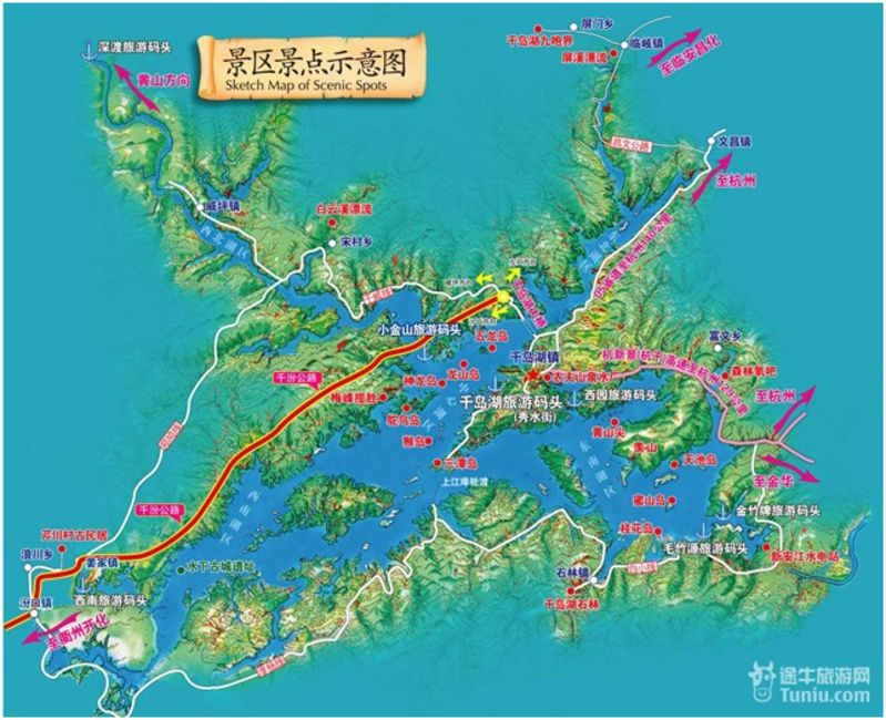 千岛湖旅游地图_千岛湖旅游地形_千岛湖地理信息