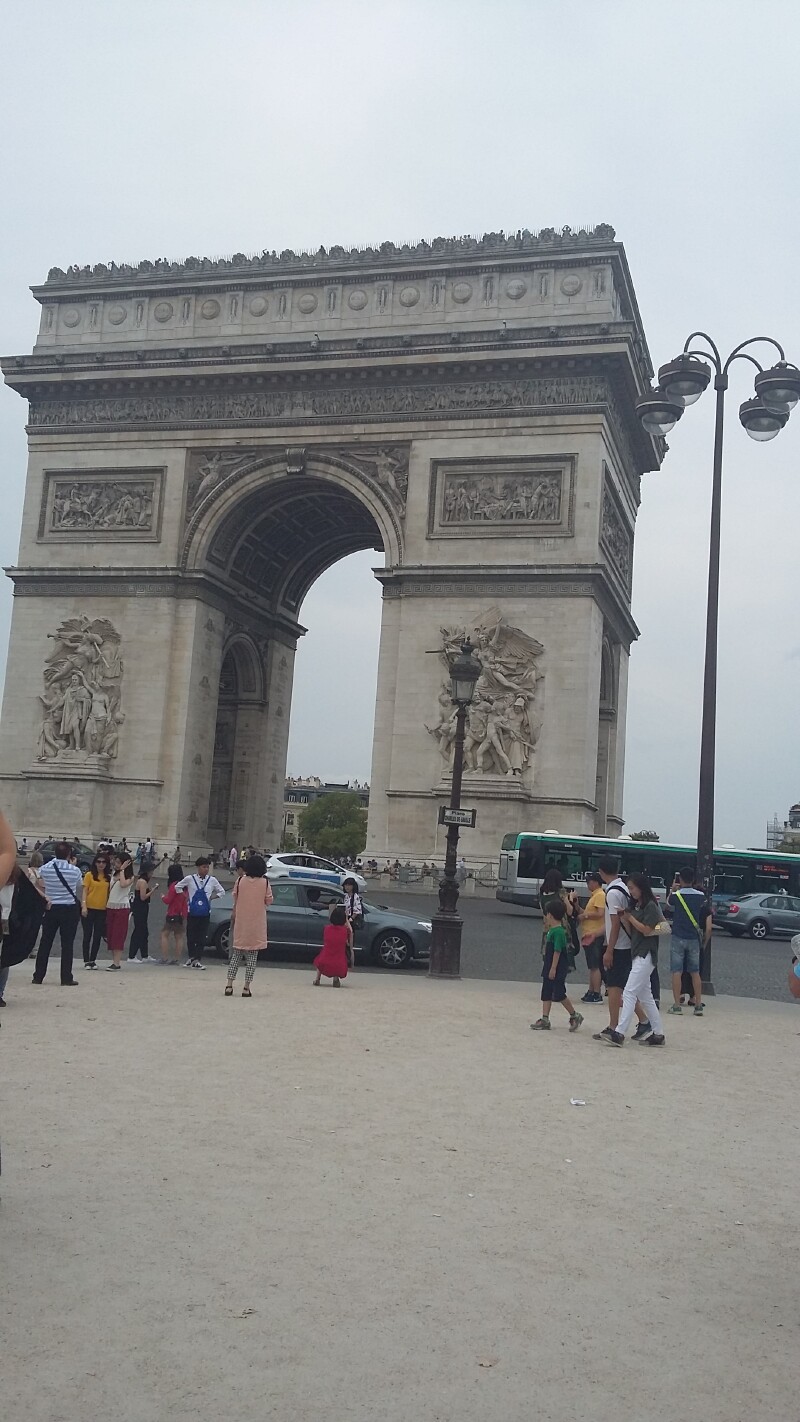 屹立于星形广场的凯旋门,游人如鲫的