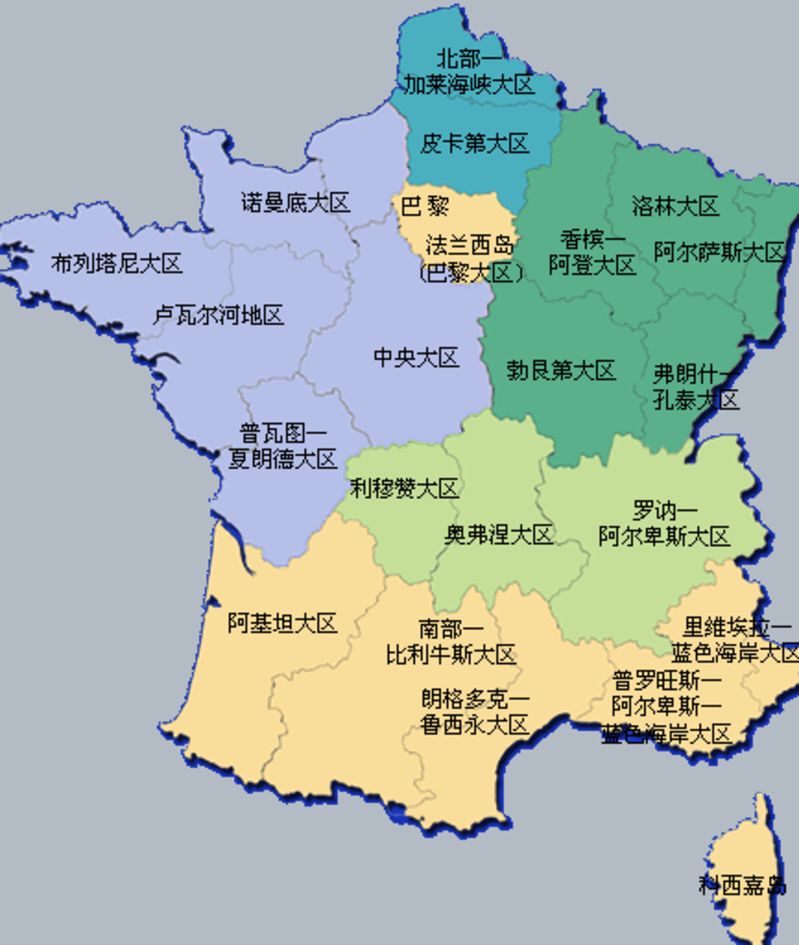 法国行政划分地图图片